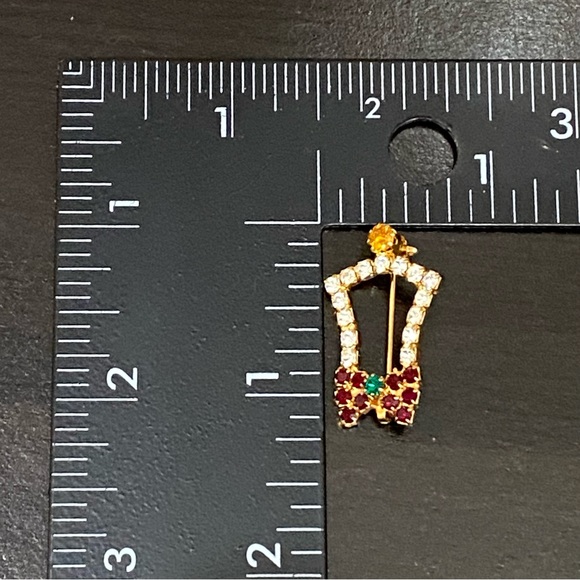 Vintage Unsigned Rhinestones Christmas Bell Brooch - Picture 8 of 9